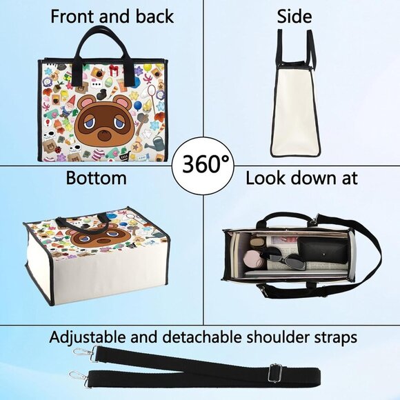 Animal Tote Bag Cotton Spacious Shoulder Bag Gift for Gamer Villager Fans - Picture 3 of 7